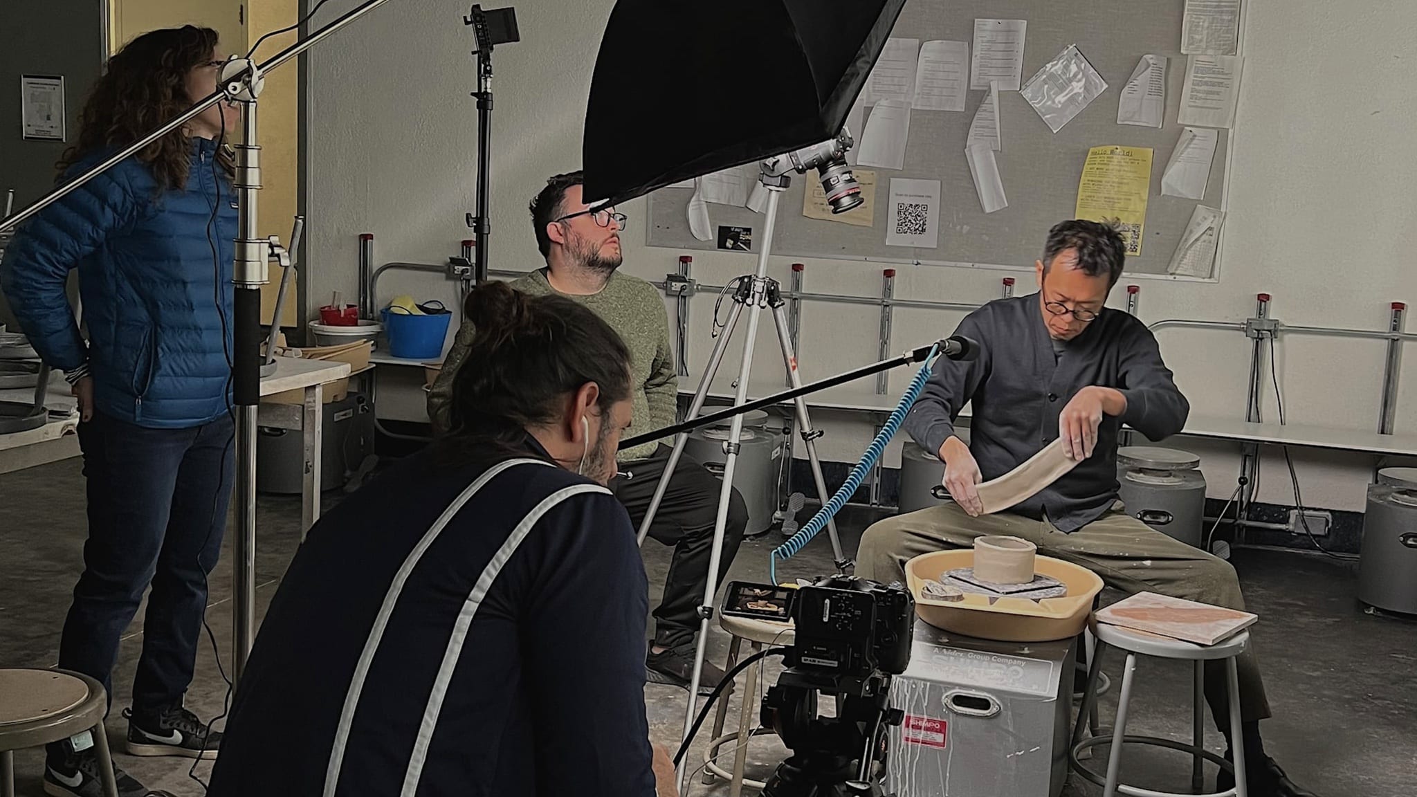 Behind the scenes filming the Craft Video Dictionary. Nobuhito Nishigawara demonstrating his art.